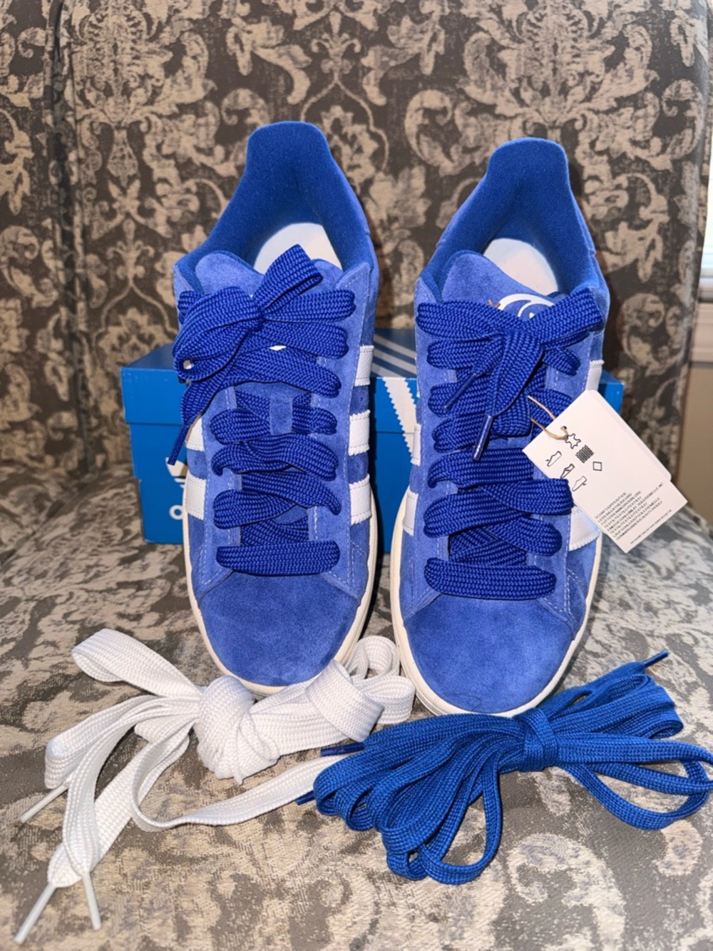 Adidas Campus 00sBlue Suede Low-Top Sneakers with White Stripes